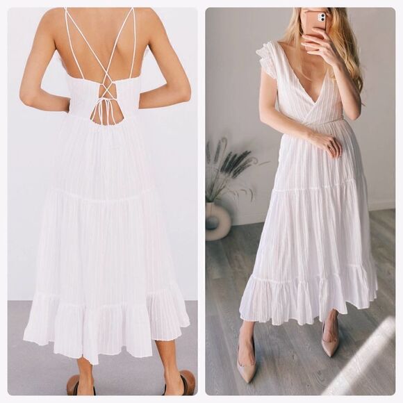 Zara Dresses & Skirts - Zara Dress White Pleated Open Back New